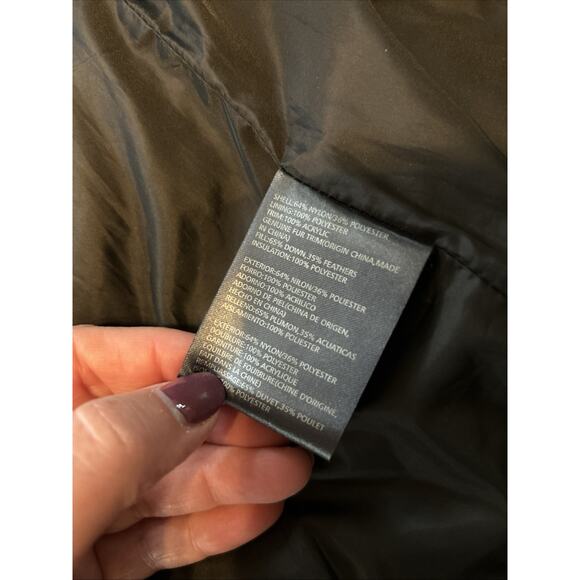 Liz Claiborne Red Down Fill Hooded Fur Trim Full Zip Puffer Vest Sz M - Picture 7 of 8